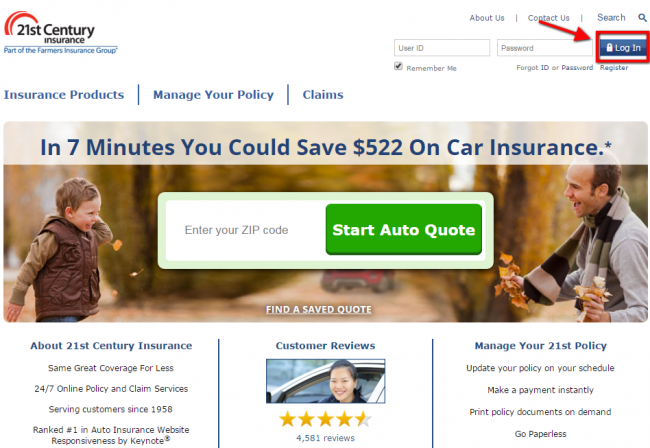 21st Century Auto Insurance Login - Step 2
